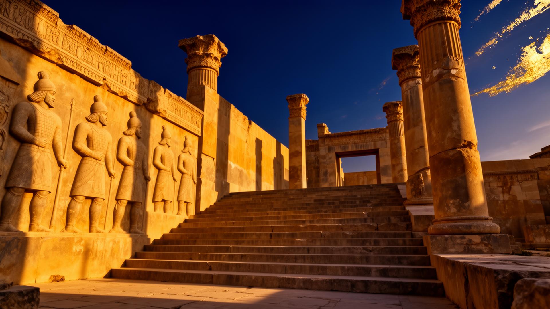 Ancient Persepolis at golden hour